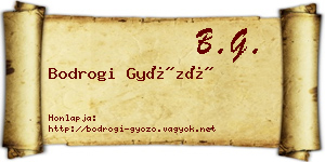 Bodrogi Győző névjegykártya